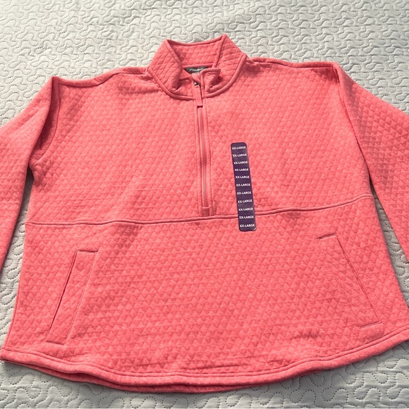 Eddie Bauer quilted half zip pullover sweater plus pink long sleeve XXlarge 2x - Picture 10 of 12